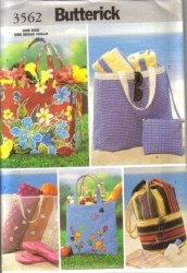 3562 SO PRACTICAL 5 GOOD SIZE  BEACH BAG,COSMETIC BAG PATTERN